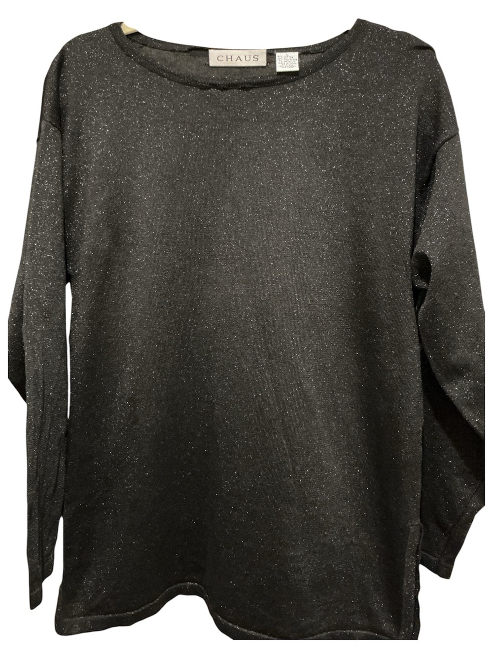 Chaus Women's Black Sparkle Crewneck Top